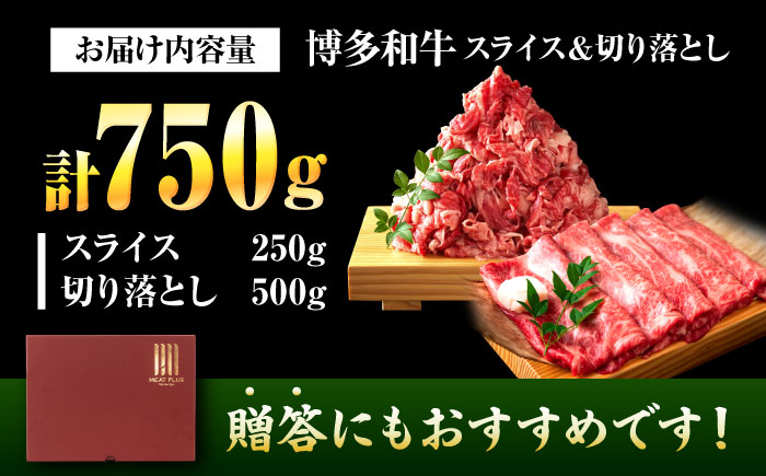 【訳あり】【A4～A5】 博多和牛 スライス & 切り落としセット 750g 吉富町/株式会社MEAT PLUS [BGAB020] 牛肉 和牛 訳あり セット 切り落とし 切り落し スライス 人気 おすすめ 福岡県