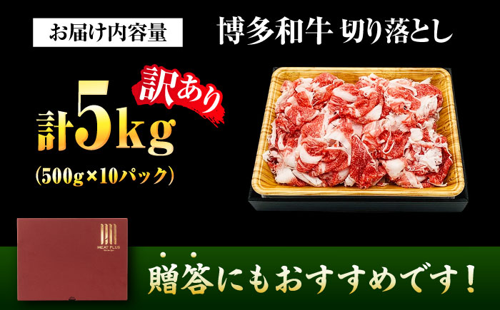 【博多和牛】 切り落とし 5kg (500g×10パック) 吉富町/株式会社MEAT PLUS [BGAB040] 国産 黒毛和牛 きりおとし 訳あり わけあり 肉 牛肉 バラ 牛肩 大容量 赤身 小分け パック 切落とし 福岡県