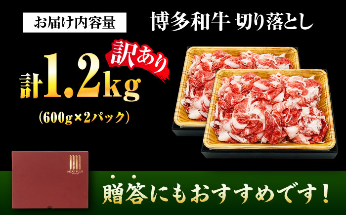 【訳あり】【a4ランク ~ a5ランク】博多和牛 切り落とし 1.2kg (600g×2パック) 吉富町/株式会社MEAT PLUS [BGAB055] 国産 和牛 ブランド牛 切り落とし 赤身 小分け きりおとし 国産牛 切りおとし 訳アリ わけあり 福岡 おすすめ 肩 バラ 福岡県