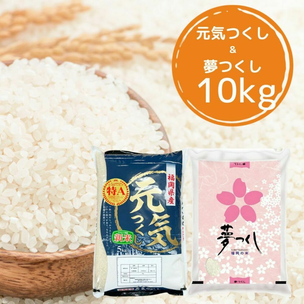 【先行予約】【令和7年産】福岡県産米食べ比べ【白米】夢つくしと元気つくしセット計10kg 吉富町/株式会社ゼロプラス [BGAA096] 米 精米 お米 おこめ ごはん ゆめつくし ご飯 常温 福岡県産 ブランド米 常温 おにぎり おむすび お弁当 ライス 10キロ