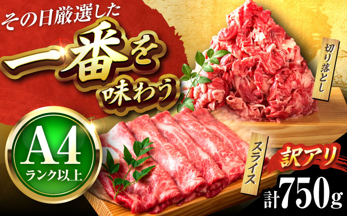 【訳あり】【A4～A5】 博多和牛 スライス & 切り落としセット 750g 吉富町/株式会社MEAT PLUS [BGAB020] 牛肉 和牛 訳あり セット 切り落とし 切り落し スライス 人気 おすすめ 福岡県