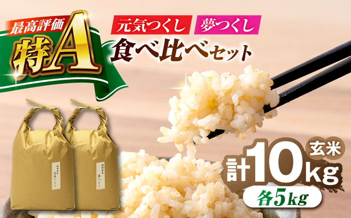 福岡県産 元気つくし・夢つくしの食べ比べセット 玄米 10kg (5kg×各1袋) 吉富町/株式会社ベネフィス [BGAF024] 福岡県