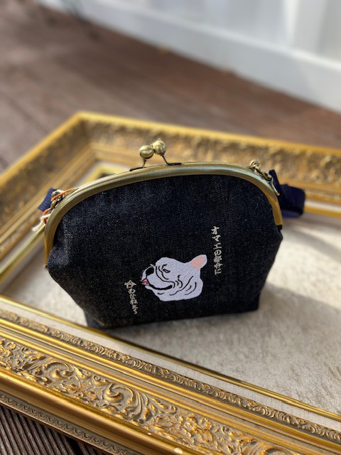 動物愛護 岡山デニム がま口 フレンチブルドッグ 吉富町/猫山商事 [BGBE007] 福岡県