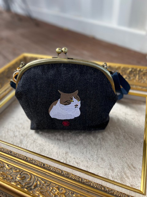 動物愛護 岡山デニム がま口 きじねこ 吉富町/猫山商事 [BGBE008] 福岡県