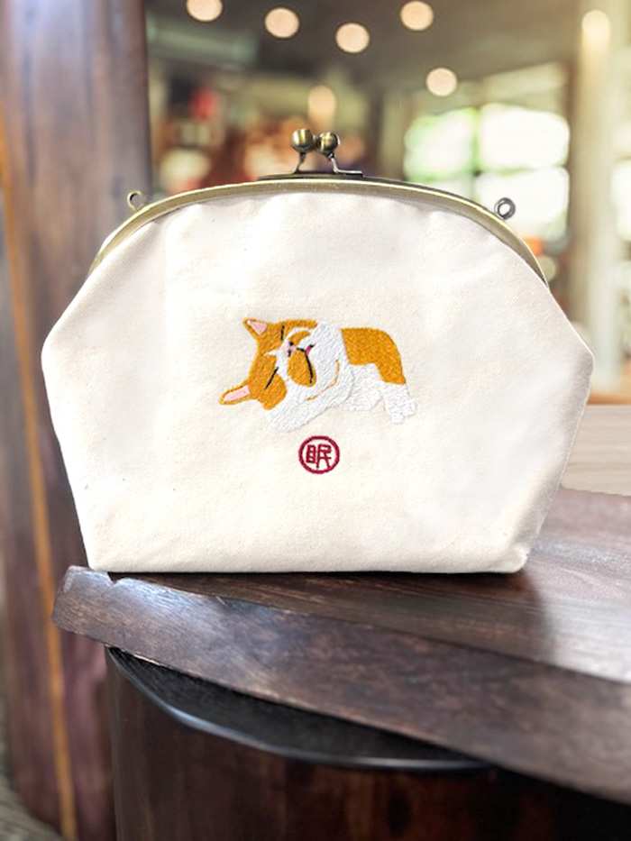 動物愛護 倉敷帆布 がま口バッグ 茶トラ 生成 吉富町/猫山商事 [BGBE010] がま口 ガマ口 福岡県