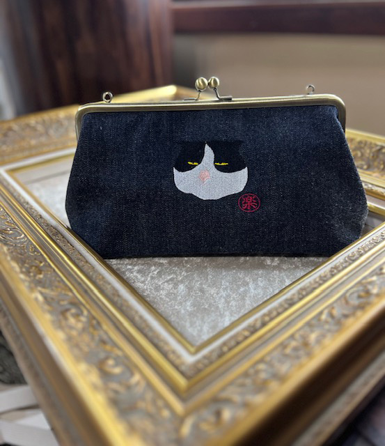 動物愛護 がま口角 しろくろ猫 吉富町/猫山商事 [BGBE014] がま口 ガマ口 福岡県