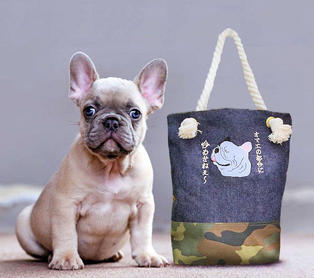 動物愛護 岡山デニム トートバッグ フレンチブルドッグ 吉富町/猫山商事 [BGBE015] がま口 ガマ口 福岡県