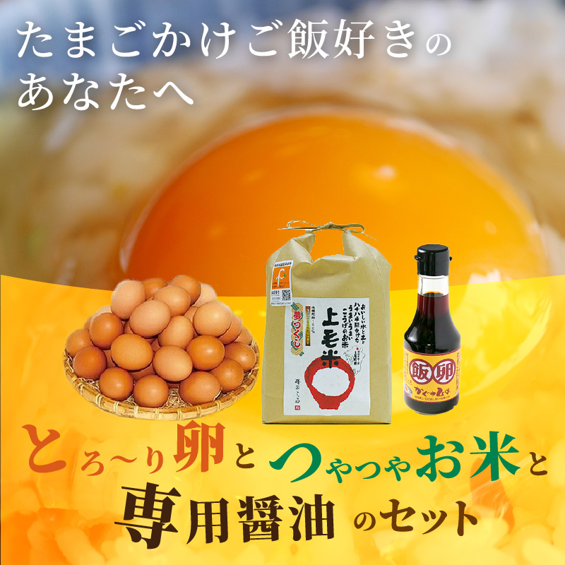 上毛町産の「たまごかけご飯セット」(卵40個・米3kg・専用醤油)　C01101