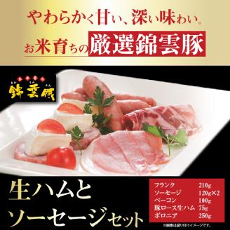 【ブランド豚肉】お米育ちの錦雲豚　絶品！生ハムとソーセージセット　FN1002