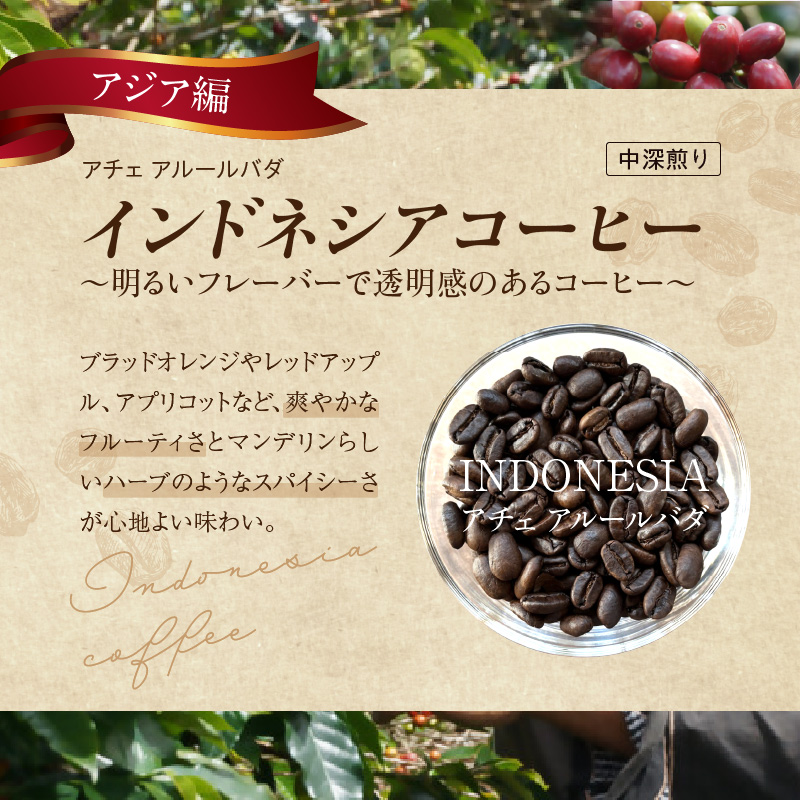 風味際立つ　手鍋焙煎コーヒー豆(アジア編)200g×2袋 SC0107