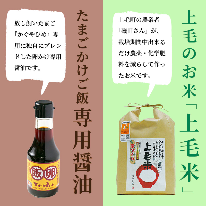 上毛町産の「たまごかけご飯セット」(卵40個・米3kg・専用醤油)　C01101