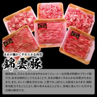 【ブランド豚肉】お米育ちの錦雲豚　ご自宅用2.3kgセット　FN0501