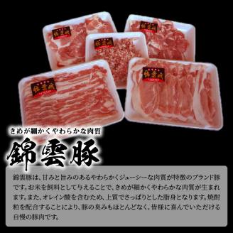 【ブランド豚肉】お米育ちの錦雲豚　ご自宅用1.5kgセット　FN0902