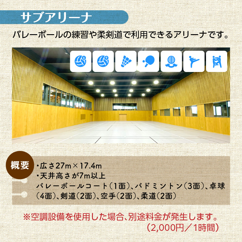 KOGEループアリーナ サブアリーナ利用券（1日券：10時間利用） SK0206