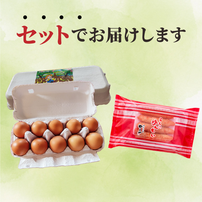 平飼い卵Ｍ～Ｌサイズ20個 ＆やまや辛子明太子150ｇセット【上毛町特別企画】C01202