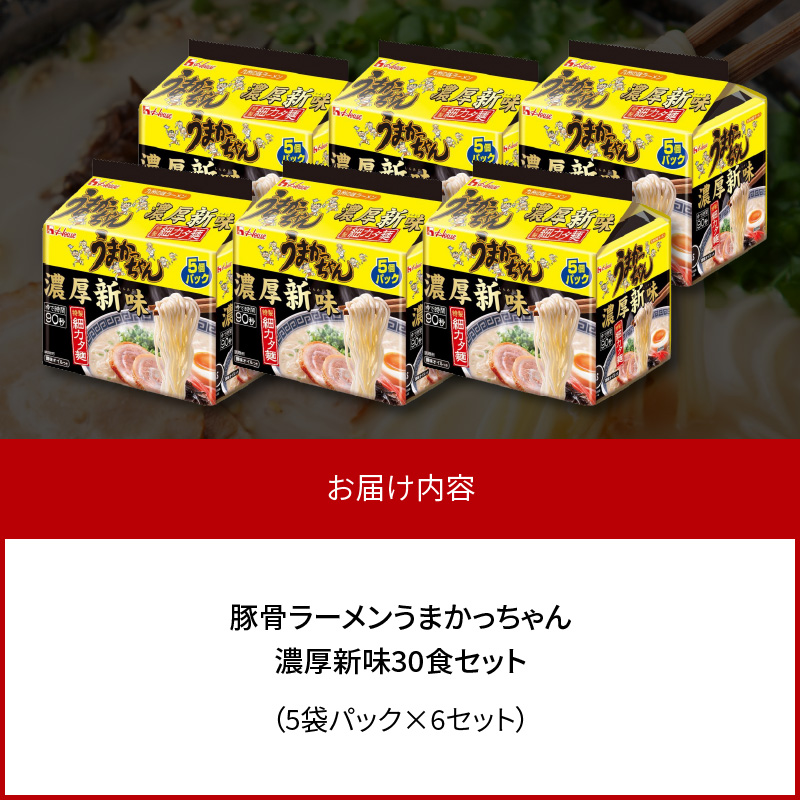 豚骨ラーメン うまかっちゃん 濃厚新味 30食セット（5袋パック×6セット） PC9006