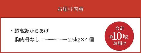 【聖林本店】鹿児島県産ブランド鶏で作る超高級からあげ （胸肉骨なし約10kg）KH4503