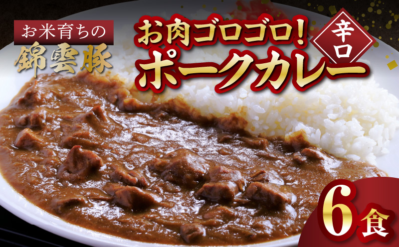 【ブランド豚肉】お米育ちの錦雲豚　お肉ゴロゴロ！ポークカレー（辛口）6食　FN1102