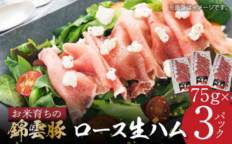 【ブランド豚肉】お米育ちの「錦雲豚」　ロース生ハム　3パック　FN1305