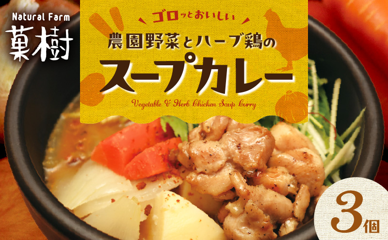 【ナチュラルファーム菓樹】農園野菜とハーブ鶏のスープカレー 3個セット NK0306