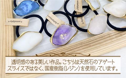 【国産樹脂使用】アゲートスライス ヘア アクセサリー 2点 セット【ハンドメイド作家作品】《築上町》【＊serendipity＊】 [ABAS008]