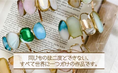 【国産樹脂使用】アゲートスライス ヘア アクセサリー 2点 セット【ハンドメイド作家作品】《築上町》【＊serendipity＊】 [ABAS008]