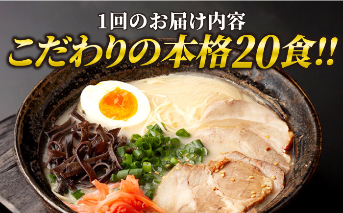 【全6回定期便】久留米ラーメン 20食セット（福岡名物豚骨ラーメン）本格派こだわり半生めん《築上町》【株式会社マル五】 [ABCJ040]