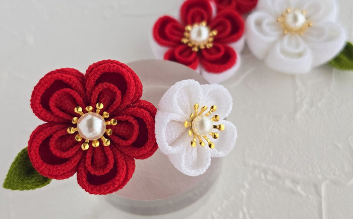 【つまみ細工の髪飾り　小梅】5点セット《築上町》【恋桜】　成人式　七五三　結婚式　卒業式　前撮り [ABEK001]