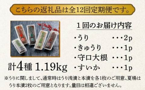 【全12回定期便】【明治神宮ご奉献品】奈良漬 「琥珀漬」4種 1.19kg 詰め合わせ《築上町》【有限会社奈良漬さろん安部】 ギフト 贈り物 贈答 無添加 手作り 漬物 漬け物 つけもの お茶請け お茶漬け ご飯 米 お供 おつまみ おかず [ABAE048]