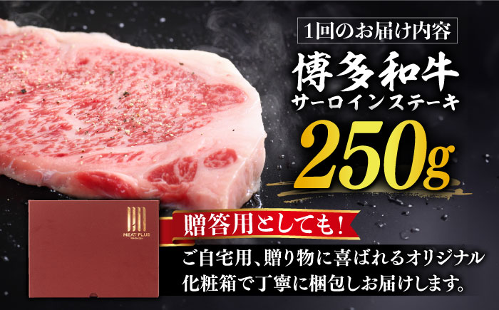 【全3回定期便】【厳選部位使用！】博多和牛サーロインステーキ250g×1枚《築上町》【株式会社MEAT PLUS】 [ABBP045]