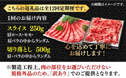 【全12回定期便】【訳あり】博多和牛 しゃぶしゃぶ すき焼き 750gセット《築上町》【株式会社MEAT PLUS】 [ABBP087]