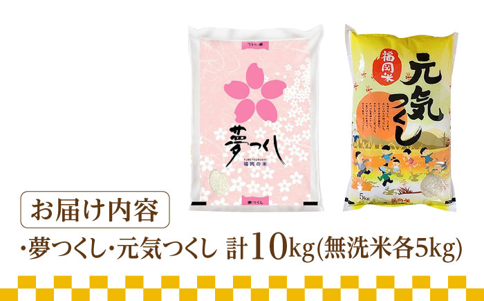 令和5年産】福岡県産米食べ比べ「夢つくし」と「元気つくし」セット 無洗米 計10kg《築上町》【株式会社ゼロプラス】 [ABDD014] お米 白ご飯  夢つくし ブランド米 おにぎり: 築上町ANAのふるさと納税