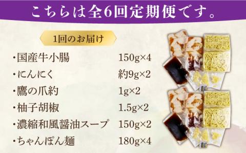 【全6回定期便】博多もつ鍋セット（和風醤油仕立て）国産牛もつ 600g 4～6人前《築上町》【株式会社ベネフィス】 [ABDF053]