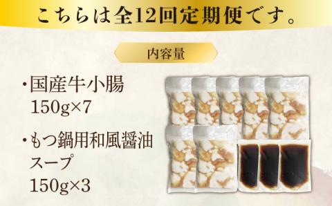 【全12回定期便】国産牛もつ1kgオーバー！和風醤油もつ鍋 10人前[牛もつ1.05kg／和風醤油スープ付]《築上町》【株式会社ベネフィス】 [ABDF066]