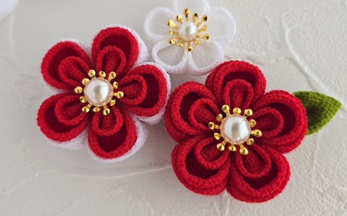 【つまみ細工の髪飾り　小梅】5点セット《築上町》【恋桜】　成人式　七五三　結婚式　卒業式　前撮り [ABEK001]