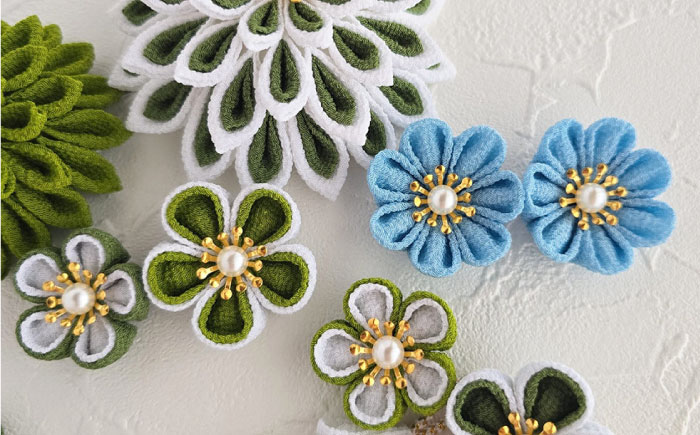 【つまみ細工の髪飾り　ふるさと納税限定配色】10点セット《築上町》【恋桜】　成人式　七五三　結婚式　卒業式　前撮り [ABEK003]