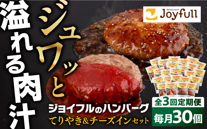 【全3回定期便】ジョイフル ハンバーグ スペシャル 詰め合わせ 2種 30個 セット《築上町》【株式会社　ジョイフル】 [ABAA078]