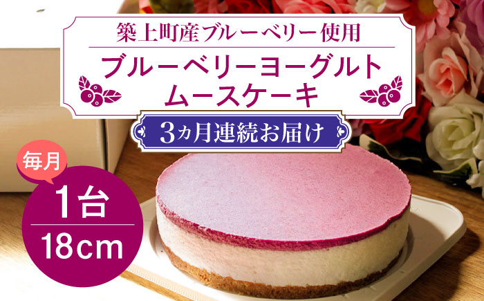 【全3回定期便】【築上町産ブルーベリー使用】 ブルーベリー ヨーグルト ムース ケーキ《築上町》【(有)工房よしかわ】 国産 ブルーベリー [ABAK004]