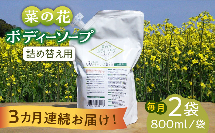 【全3回定期便】菜の花 ボディーソープ 「菜々花」 詰替用 2袋《築上町》【農事組合法人　湊営農組合】 [ABAQ034]