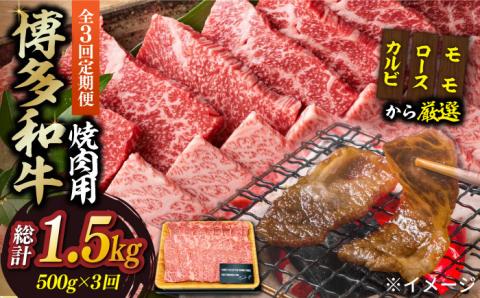 【全3回定期便】【和牛の旨味を堪能！】博多和牛焼肉用 500g《築上町》【株式会社MEAT PLUS】 [ABBP033]