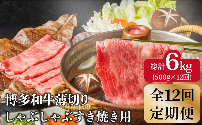 【全12回定期便】【厳選部位使用！】博多和牛しゃぶしゃぶ・すき焼き用500g《築上町》【株式会社MEAT PLUS】 [ABBP041]