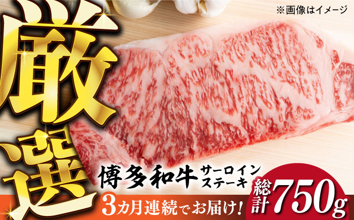 【全3回定期便】【厳選部位使用！】博多和牛サーロインステーキ250g×1枚《築上町》【株式会社MEAT PLUS】 [ABBP045]
