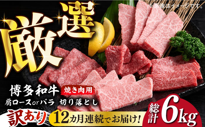 【全12回定期便】【訳あり】博多和牛 焼肉 切り落とし 500g《築上町》【MEAT PLUS】肉 お肉 牛肉 [ABBP153]