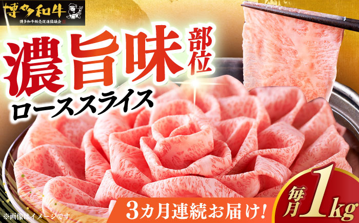 【全3回定期便】A4ランク以上 博多和牛 特選ロース 薄切り 1kg《築上町》【久田精肉店】 [ABCL051]