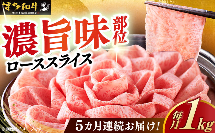【全5回定期便】A4ランク以上 博多和牛 特選ロース 薄切り 1kg《築上町》【久田精肉店】 [ABCL052]