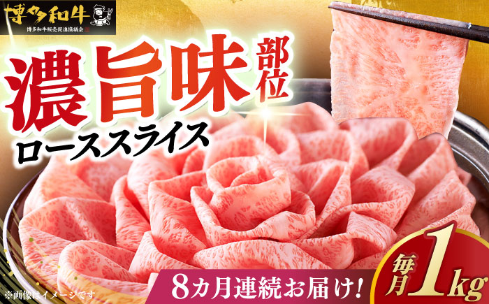 【全8回定期便】A4ランク以上 博多和牛 特選ロース 薄切り 1kg《築上町》【久田精肉店】 [ABCL053]