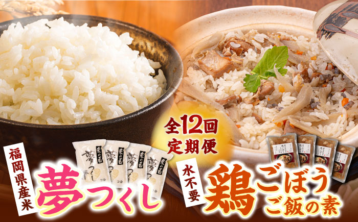 【全12回定期便】福岡県産米 夢つくし 300g×4袋 + 鶏ごぼうご飯の素 ×4袋 セット《築上町》【有限会社ファインリョーコク】 [ABCO008]