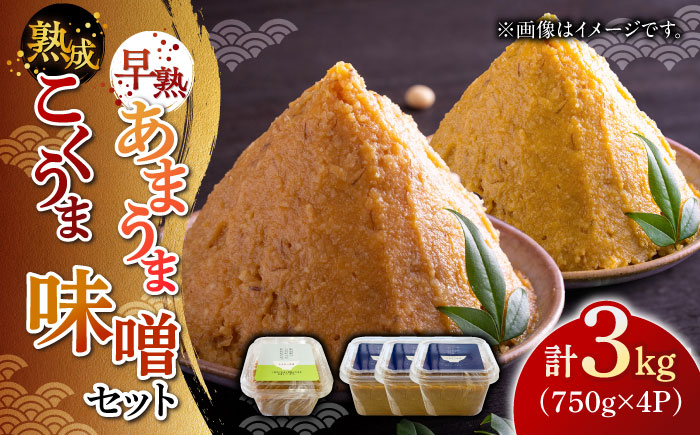 かみきい味噌　味比べセット　熟成こくうま味噌750g ×　3パック　と 早熟あまうま味噌750g × 1パック　《築上町》【上城井ふれあい協議会 味噌部会】 味噌 みそ [ABDK004]