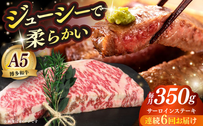 【全6回定期便】博多和牛 A5ランク サーロインステーキ 雌 350g×1枚≪築上町≫【KRAZY MEAT】ステーキ サーロイン BBQ 和牛 肉 [ABEN011]