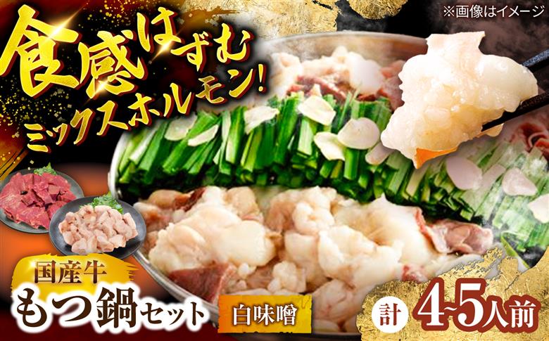 もつ鍋セット(白味噌/4-5人前)《築上町》【吉浦コーポレーション】 もつ鍋 博多もつ鍋 味噌 国産牛 [ABFF020]
